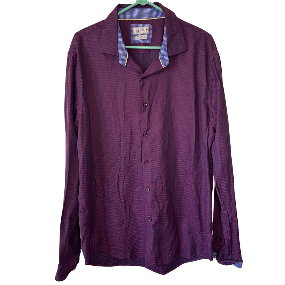 3/$20 TRULY Purple & Blue Button Down Long Sleeve Shirt